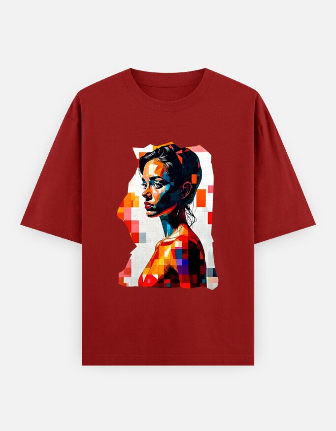 Pensive Girl Face Print T-Shirt | Unisex Oversized - Image 10