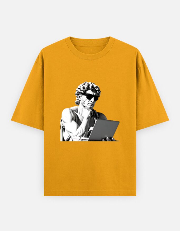 Greek Statue Coder | Unisex Oversized T-Shirt - Image 17