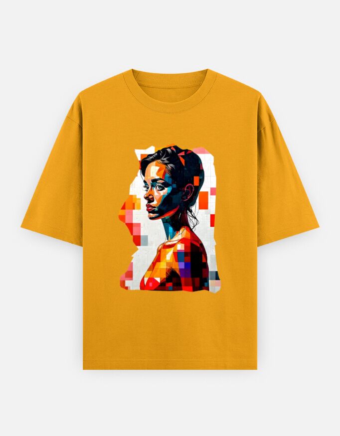 Pensive Girl Face Print T-Shirt | Unisex Oversized - Image 11
