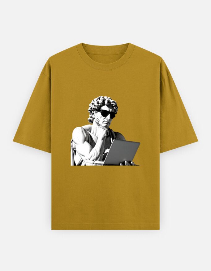 Greek Statue Coder | Unisex Oversized T-Shirt - Image 16