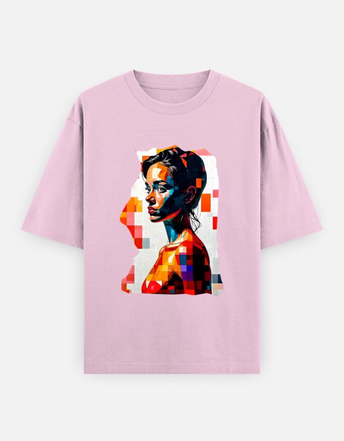Pensive Girl Face Print T-Shirt | Unisex Oversized - Image 8