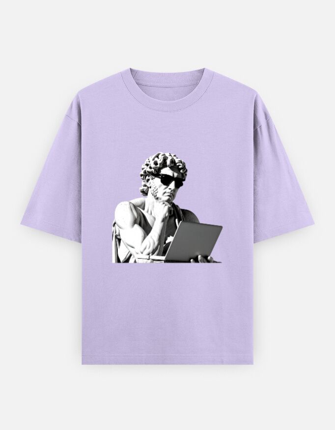 Greek Statue Coder | Unisex Oversized T-Shirt - Image 14