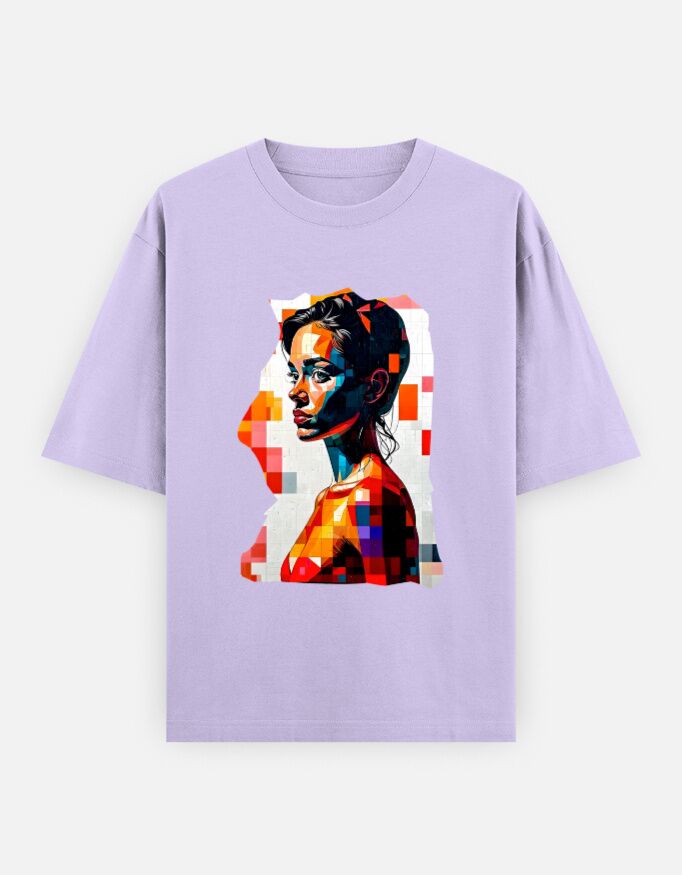 Pensive Girl Face Print T-Shirt | Unisex Oversized - Image 14