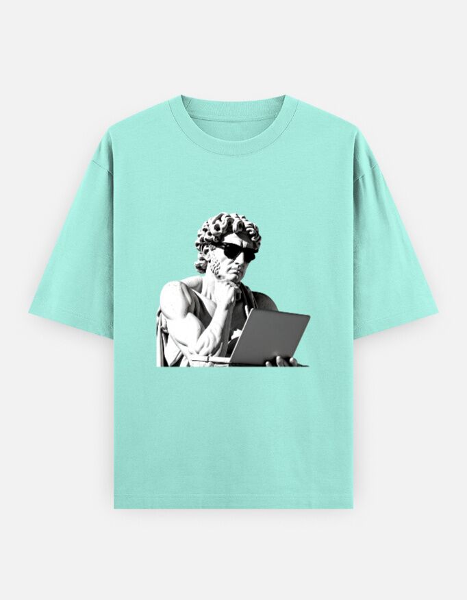 Greek Statue Coder | Unisex Oversized T-Shirt - Image 13
