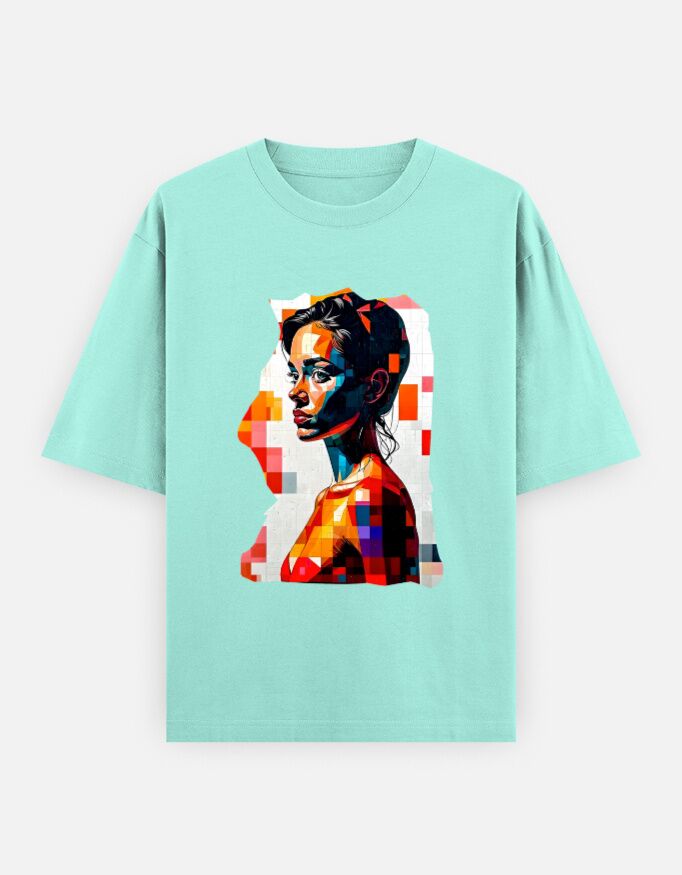 Pensive Girl Face Print T-Shirt | Unisex Oversized - Image 9