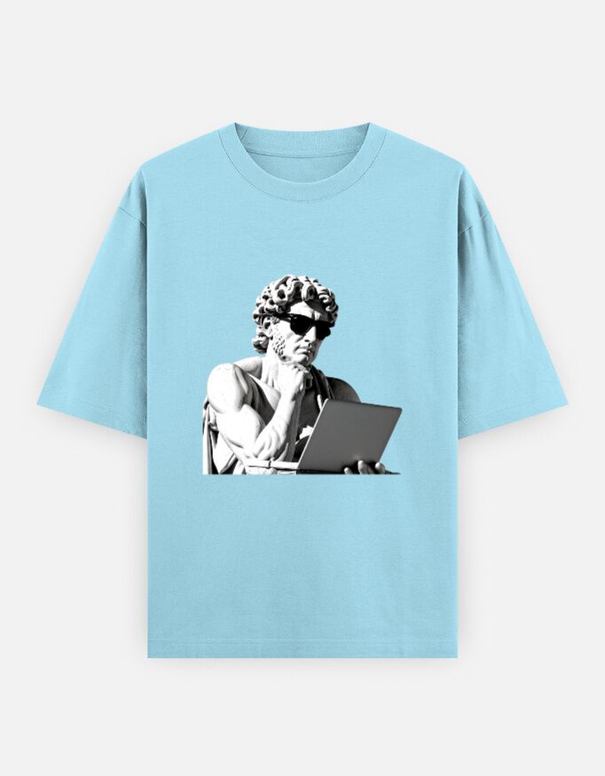 Greek Statue Coder | Unisex Oversized T-Shirt - Image 12