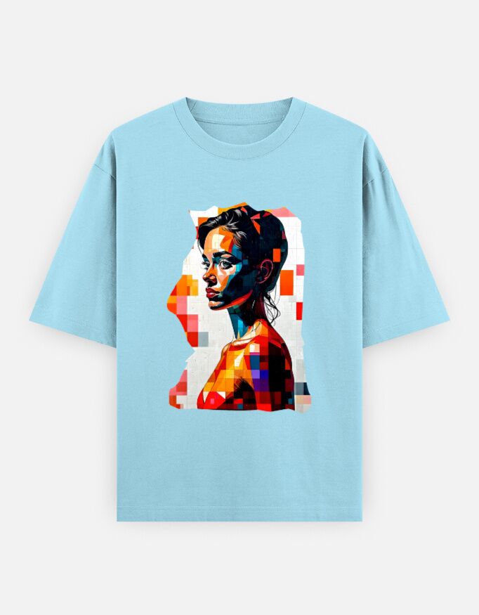 Pensive Girl Face Print T-Shirt | Unisex Oversized - Image 12