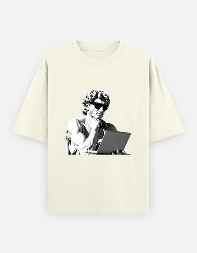 Greek Statue Coder | Unisex Oversized T-Shirt - Image 11