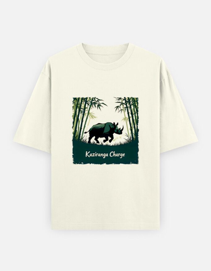 T-Shirt showing a rhinoceros in the Kaziranga wildlife sanctuary.